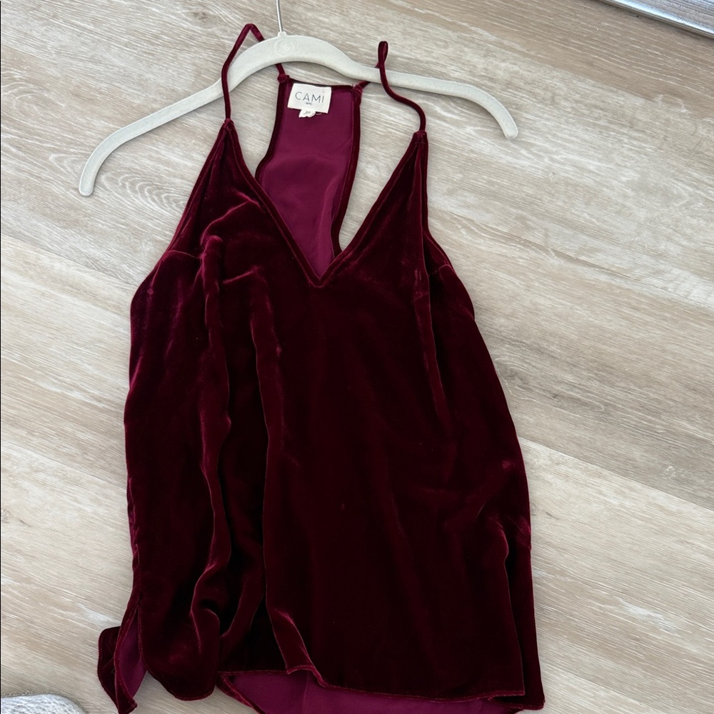 Cami NYC Deep Red Velvet Camisole